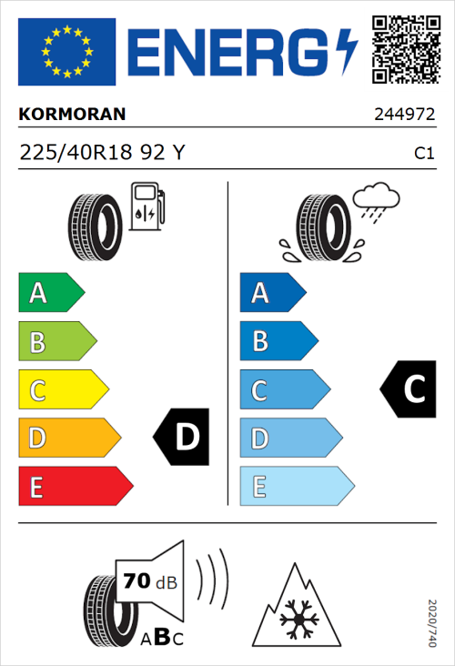 Tyre Label for Kormoran All Season 225/40R18 92Y