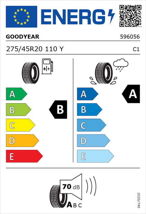 Tyre Label for Goodyear Eagle F1 Asymmetric 6 275/45R20 110Y